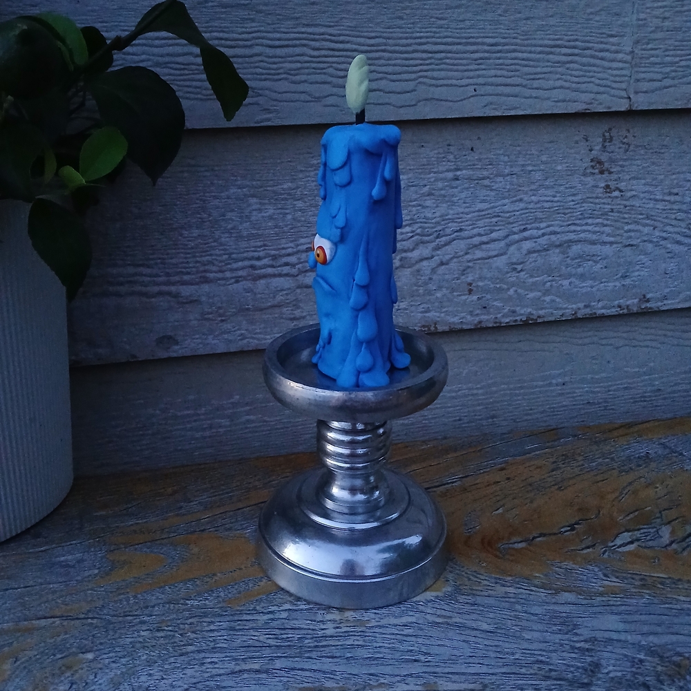 Blue Decorative Candle with Silver Holder - Picture 2 of 7